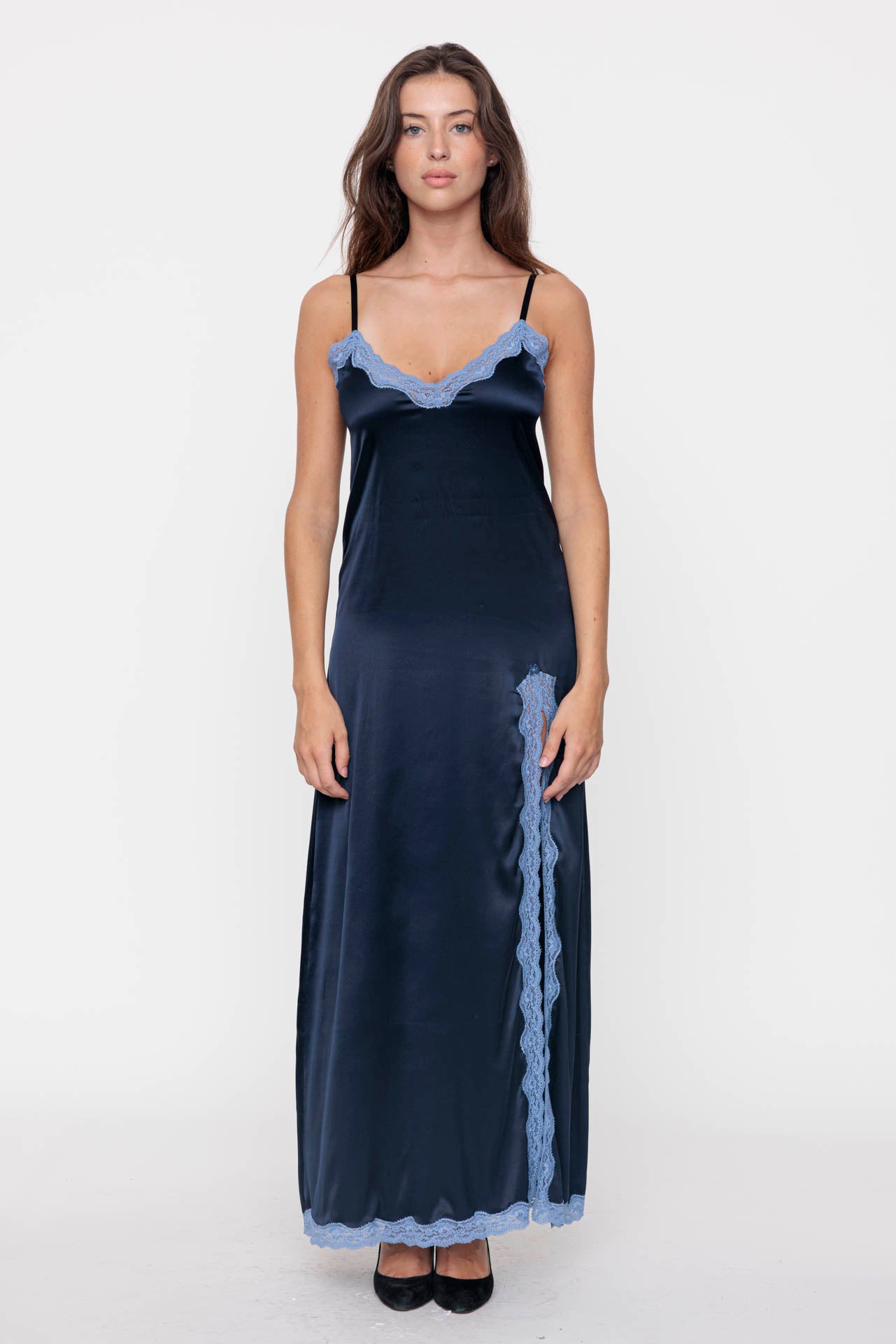 Robe de soirée longue fendue, Océan - Jean