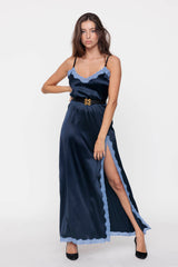 Long slit evening dress, Ocean - Jean