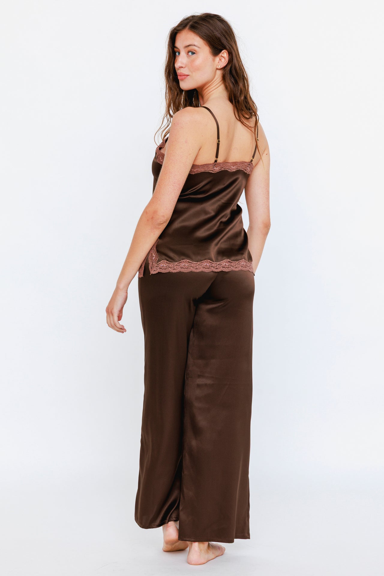 Pantalon Jane en soie Chocolat - Vannina VESPERINI