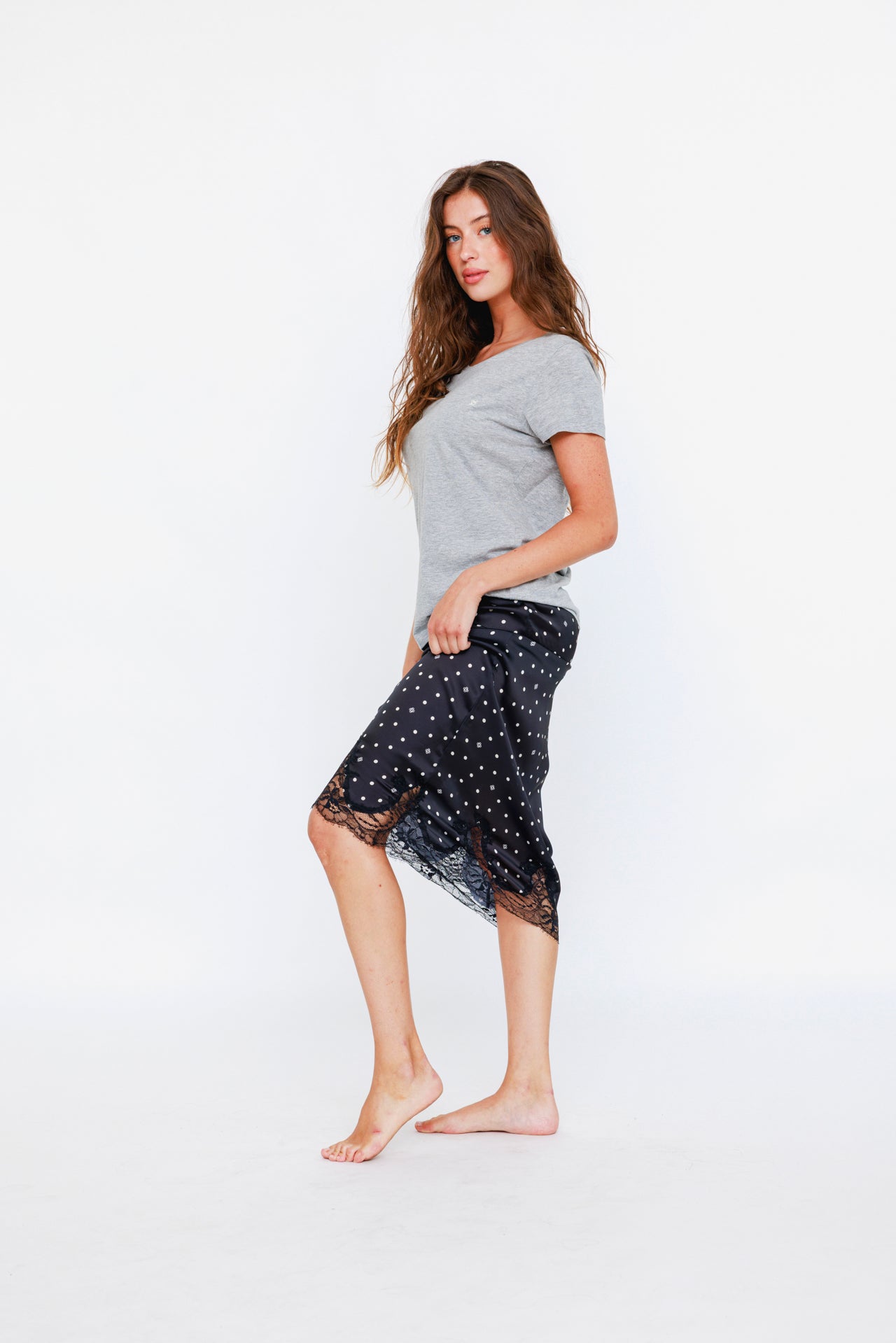 T-shirt Coton VV Gris Chiné - Vannina VESPERINI