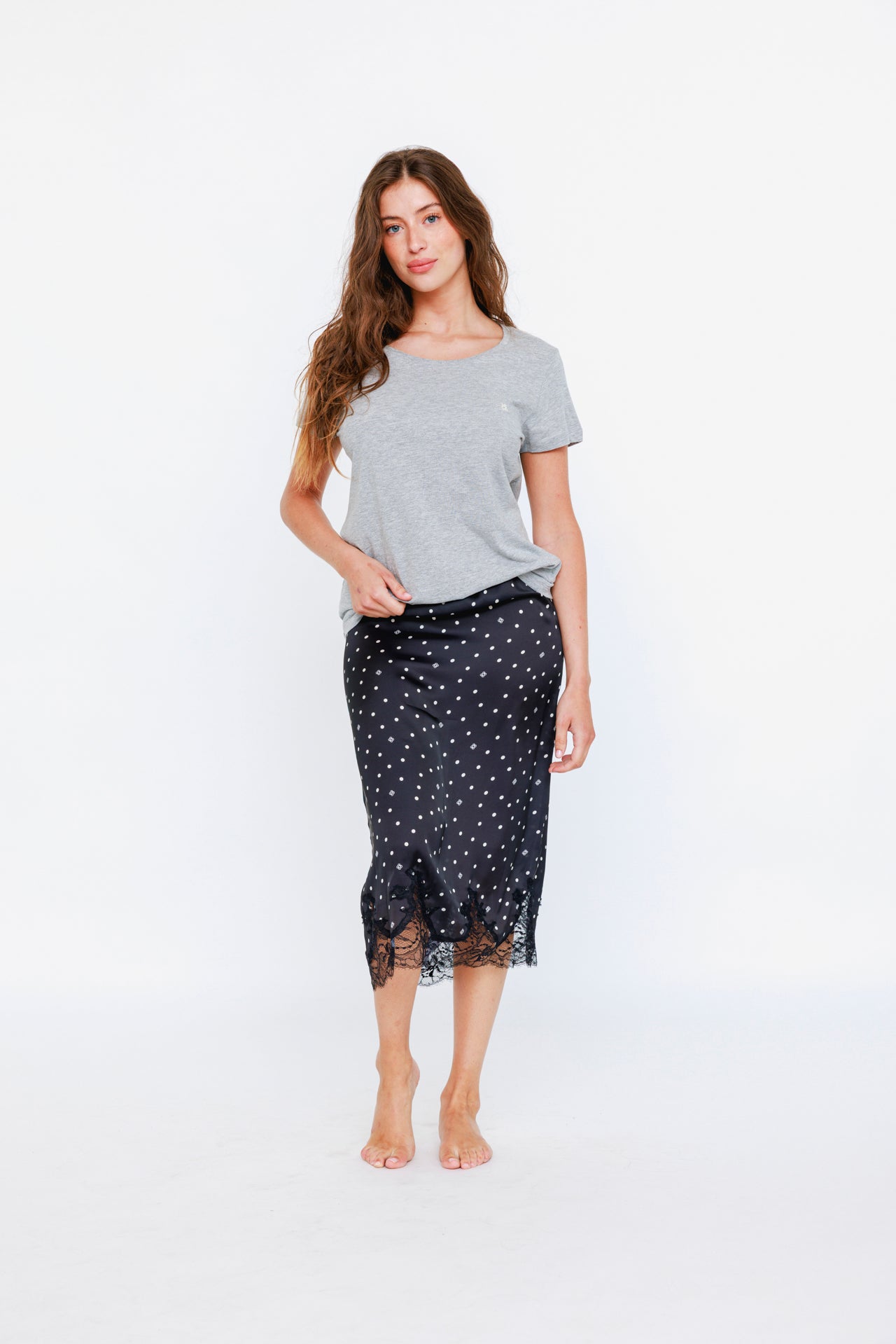 T-shirt Coton VV Gris Chiné - Vannina VESPERINI