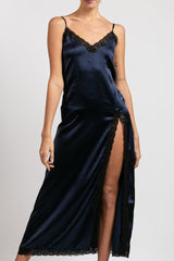 Ocean silk long evening dress - Black