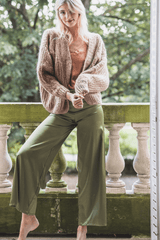 Pantalon Jane en Soie Kaki - Vannina VESPERINI