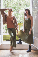 Pantalon Jane en Soie Kaki - Vannina VESPERINI